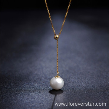 Pearl 18K Solid Gold Necklace Women